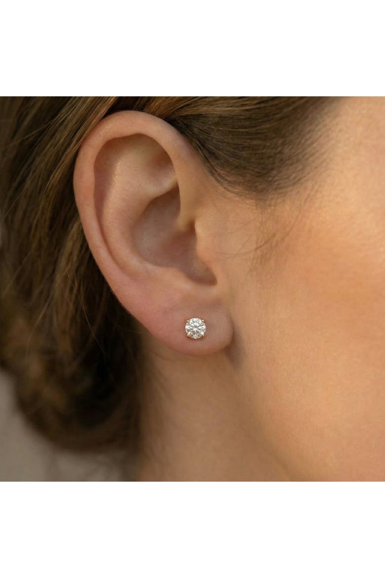 1 1/2ct tw Lab Grown Round Cut Diamond Studs 14k Gold Earrings, Alternate, color, 14k Yellow Gold