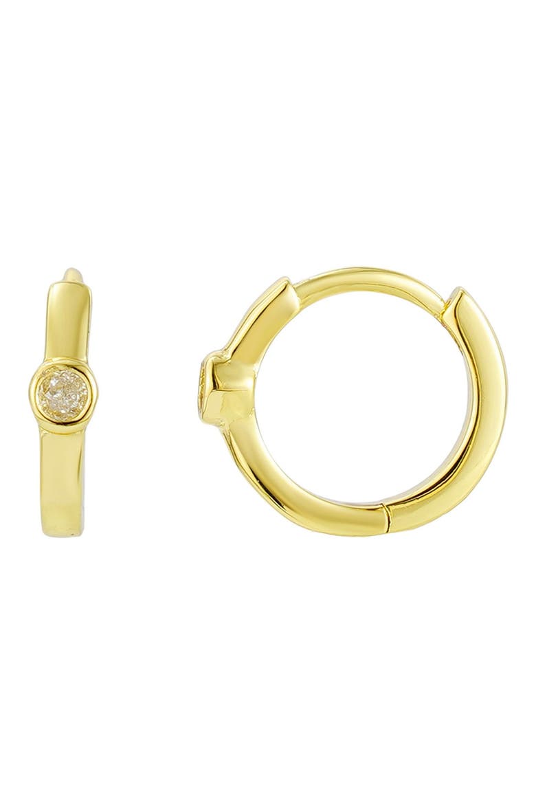 Diamond Bezel Huggie Hoop Earrings, Main, color, GOLD