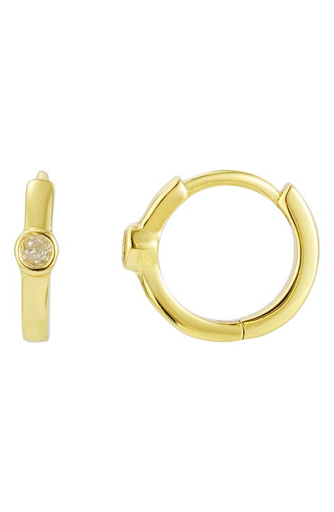 Diamond Bezel Huggie Hoop Earrings