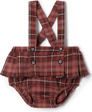 Charlotte & George Girl Woven Plaid Overall with Removable Straps