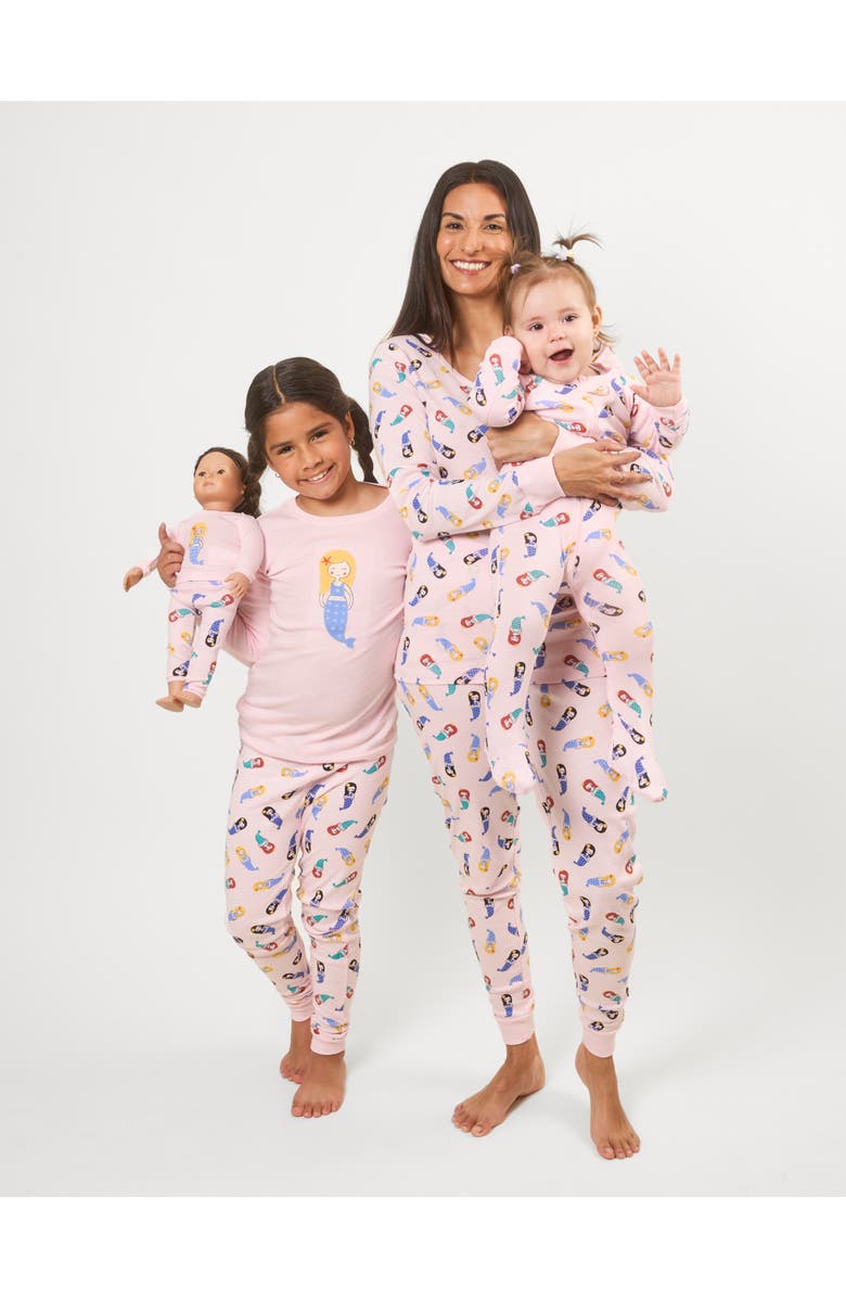 Leveret Footed Cotton Matching Family Pajamas, Whimsy & Fantasy Prints, Alternate, color, Mermaid