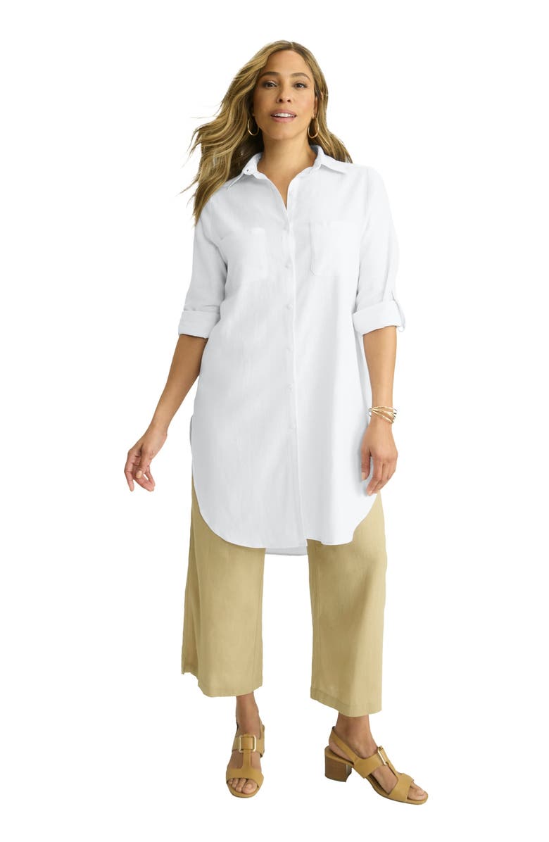 Jessica London Linen Mega Tunic, Main, color, White