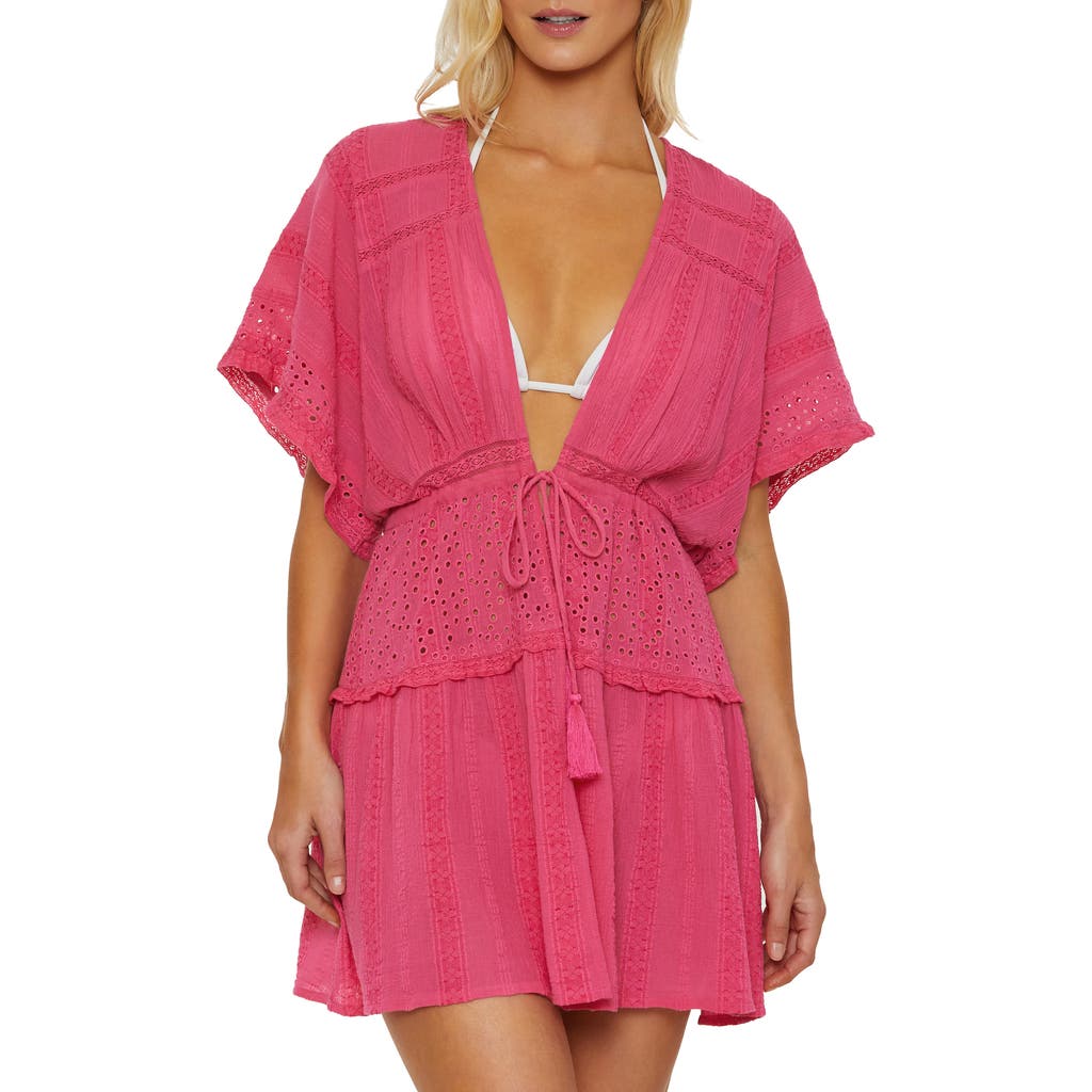 Isabella Rose Siena Eyelet Embroidered Cover-up Tunic In Rouge