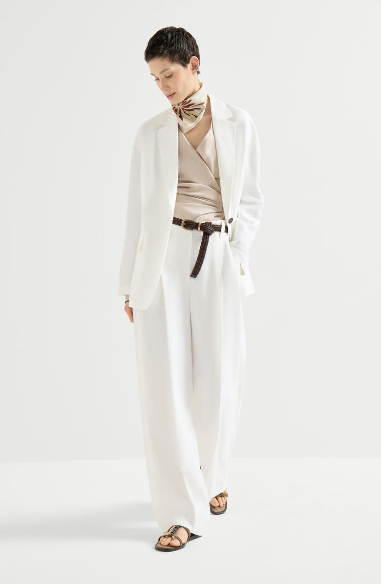 Brunello Cucinelli Fluid twill blazer, Alternate, color, Panama