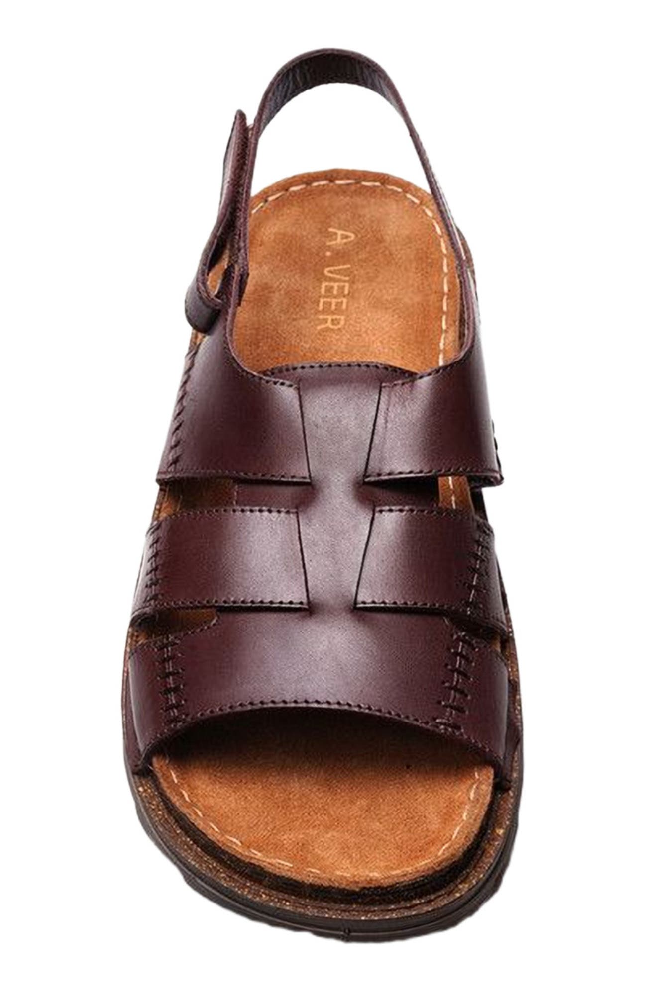 Maldiva Back Strap Sandal, Alternate, color, Brown Leather