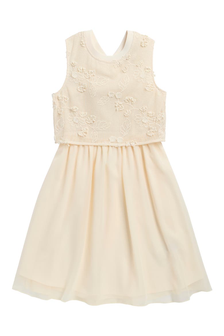 Kids' Gianna Floral Embroidered Dress, Main, color, NEUTRAL