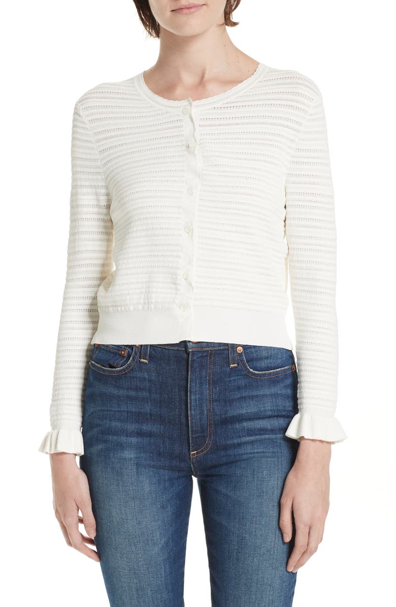 Rebecca Taylor Pointelle Mix Cardigan, Main, color, 
