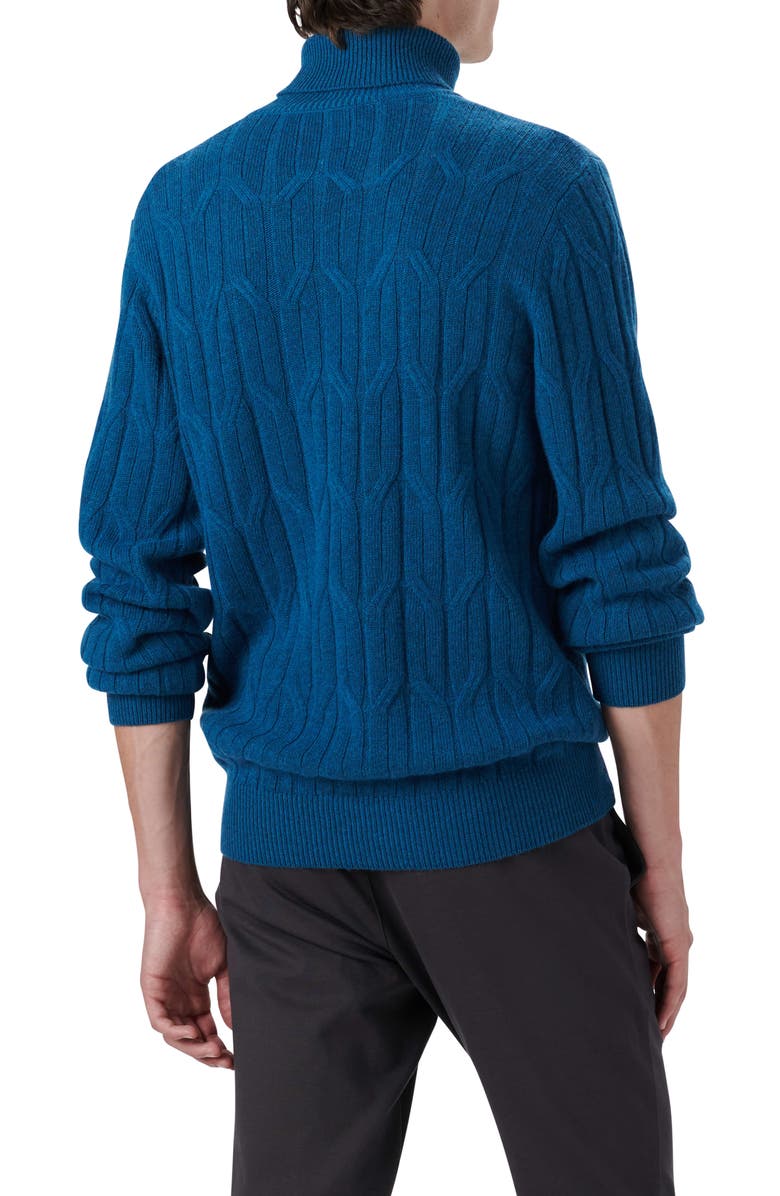 Bugatchi Cable Knit Turtleneck Sweater, Alternate, color, Cobalt