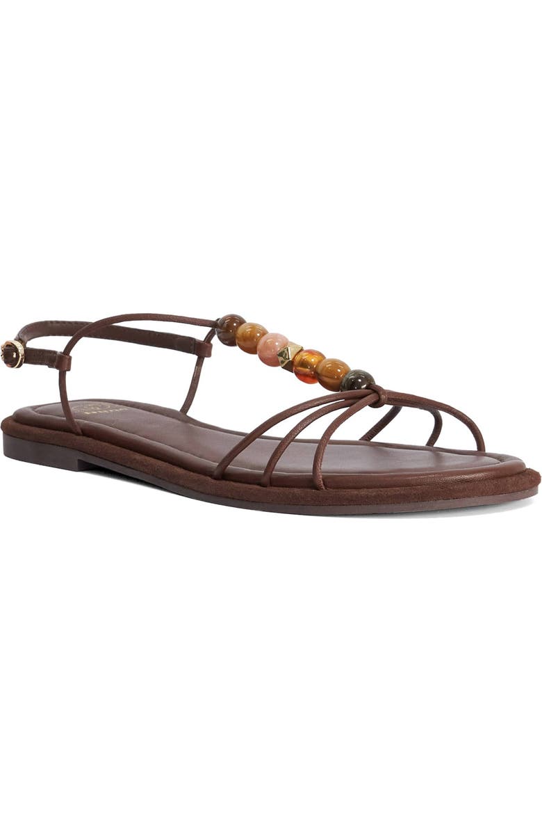 Dune London Lemnos Leather Flat Sandal, Main, color, Chocolate
