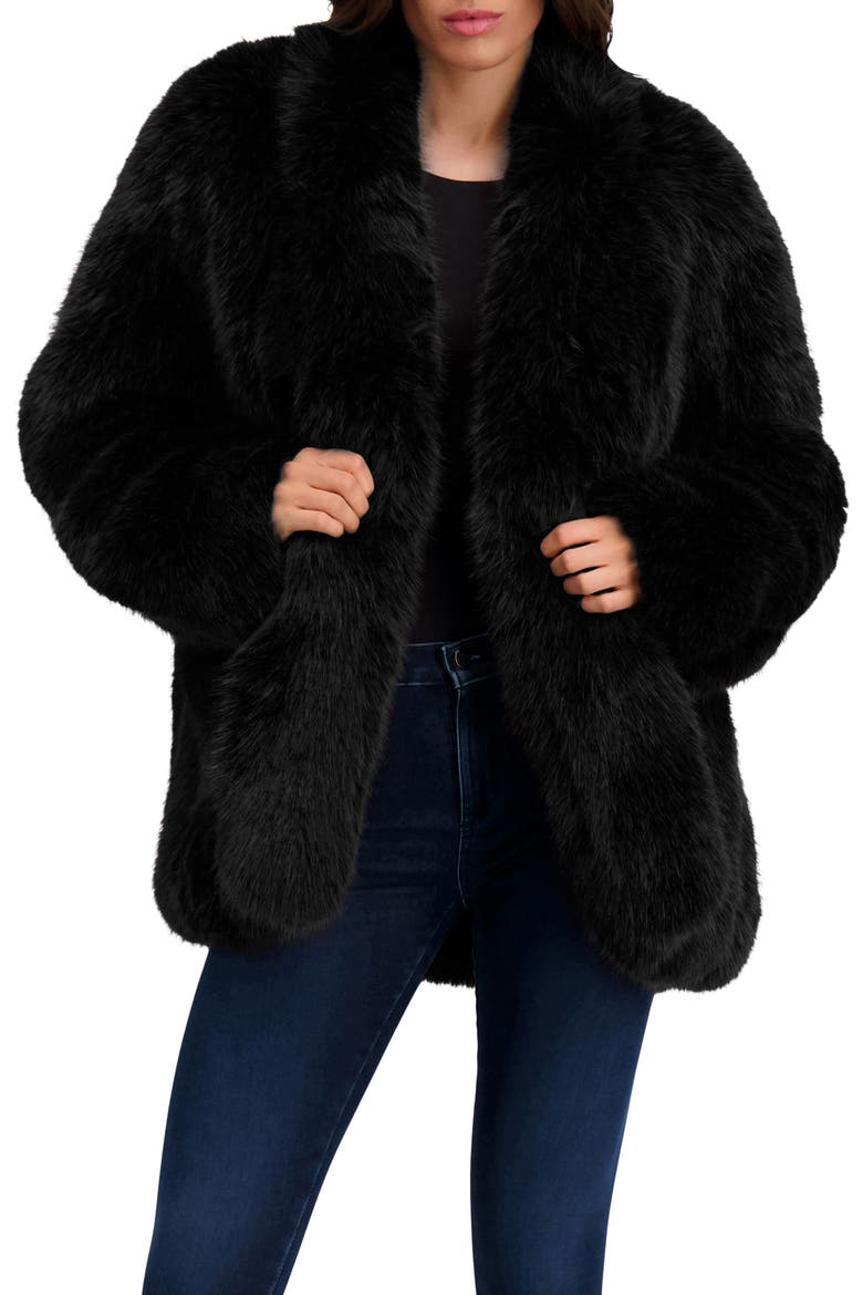 Fur-Free Fox (Faux Fur) Jacket, Main, color, BLACK