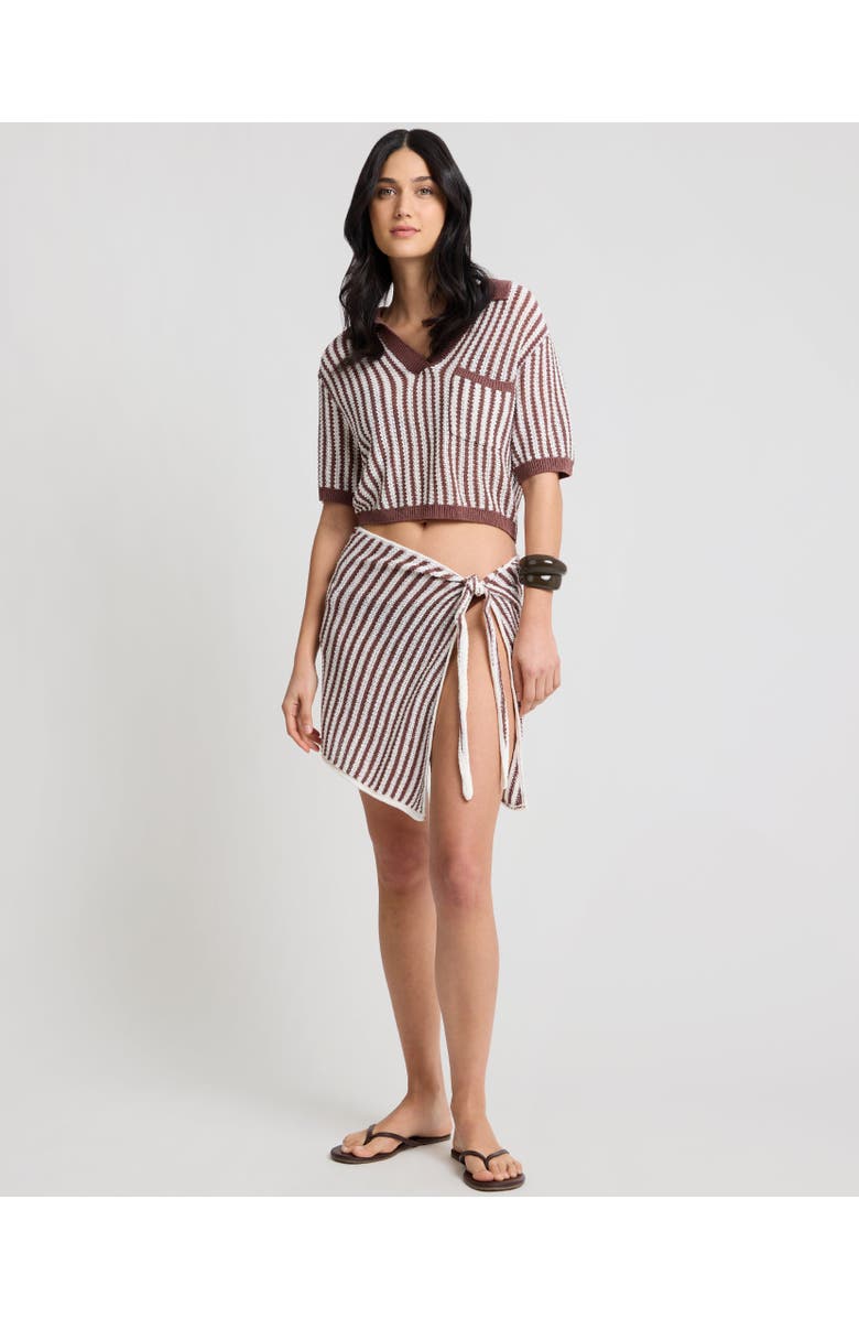 Onia Linen Knit Mini Sarong, Alternate, color, Brown/White