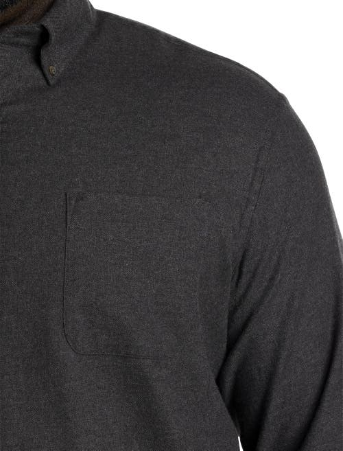 Harbor Bay By Dxl Solid Flannel Sport Shirt In Carbon Heather
