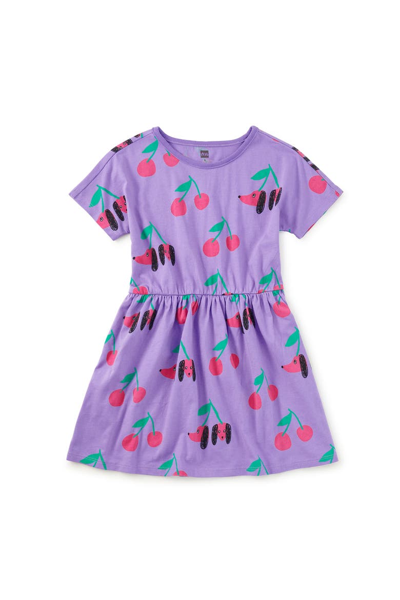 Short Sleeve Twirl Dress, Main, color, Cherry Dog!