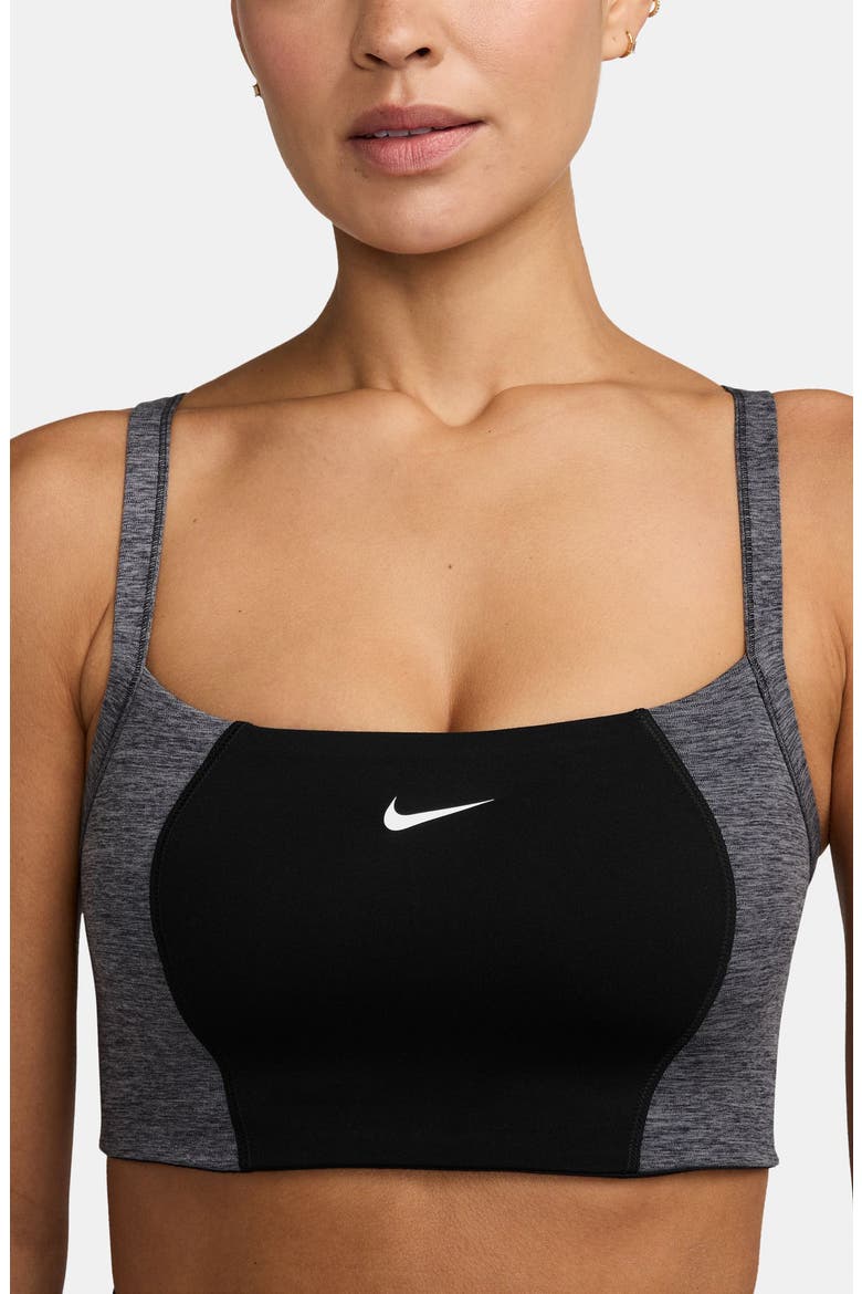 Light Support Padded Dri-FIT Sports Bra, Alternate, color, BLACK/ DARK SHADOW/ HTR/ WHITE