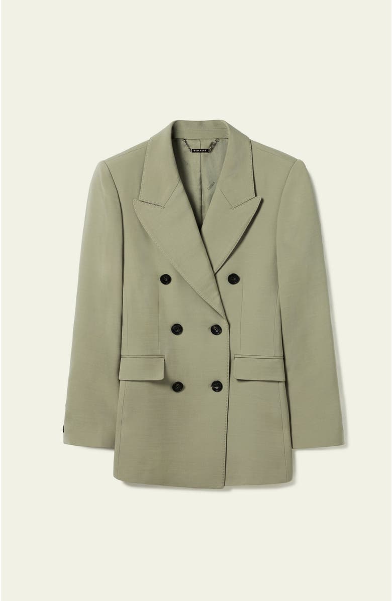 Lilysilk Women's Silk-Wool Blend Double Breasted Lapel Blazer, Alternate, color, Laurel Oak