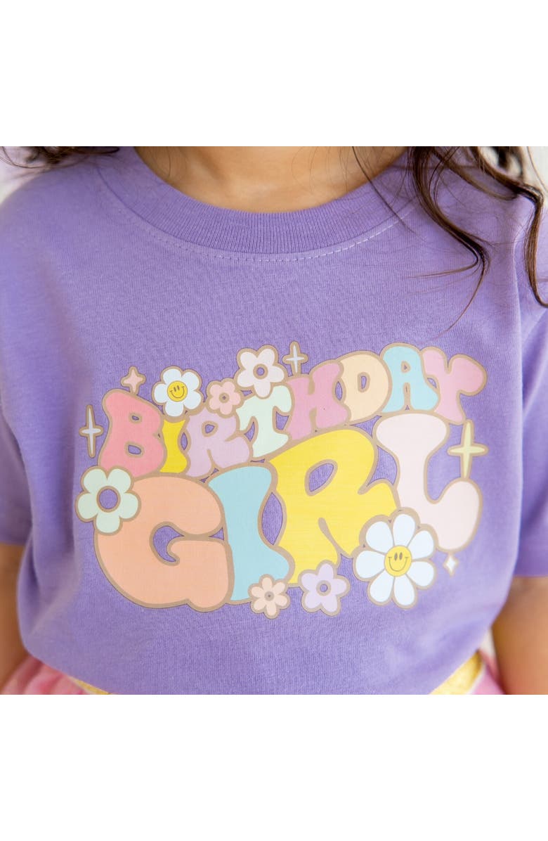Sweet Wink Groovy Birthday Girl Short Sleeve T-Shirt, Alternate, color, Lavender