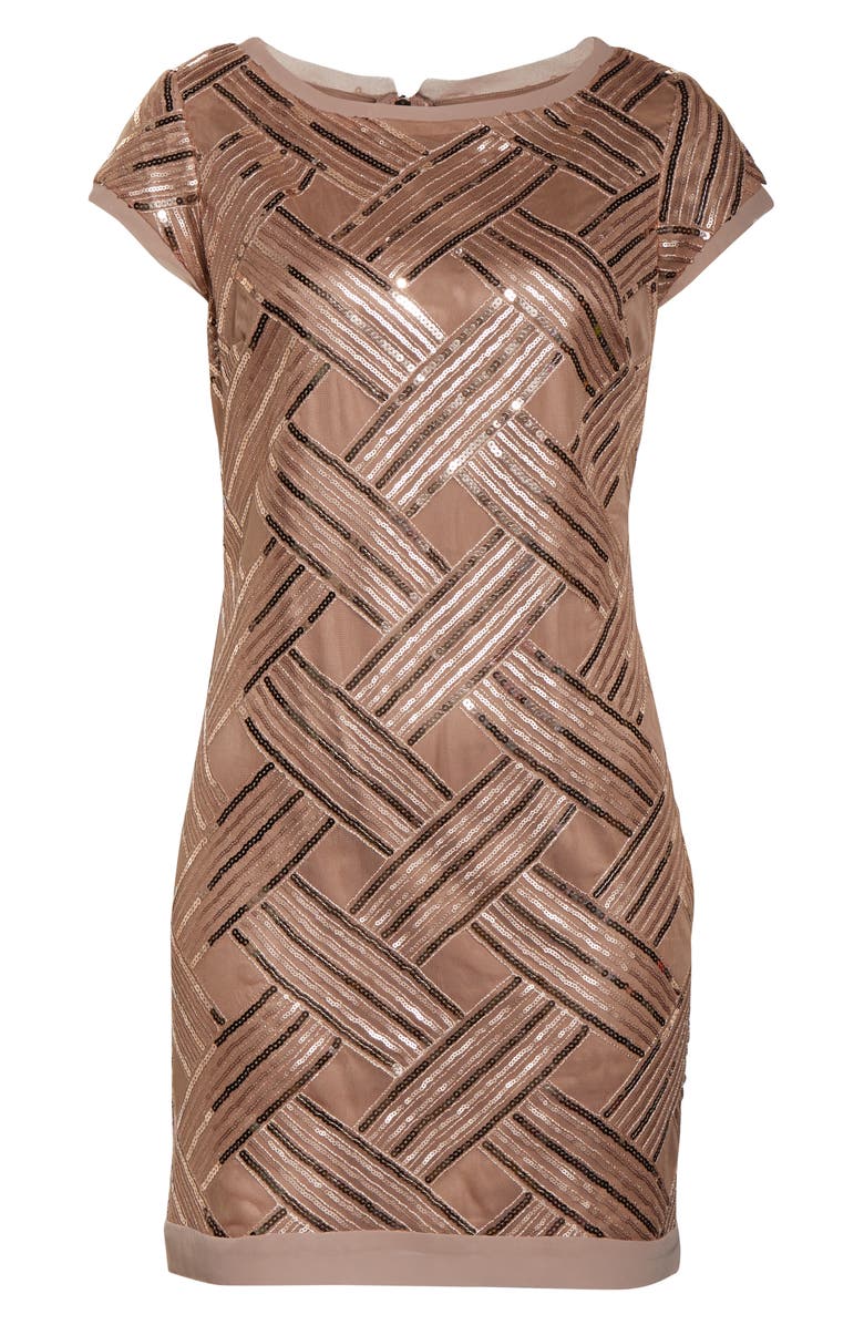 Eliza J Lattice Pattern Sequin Sheath Dress, Alternate, color,
