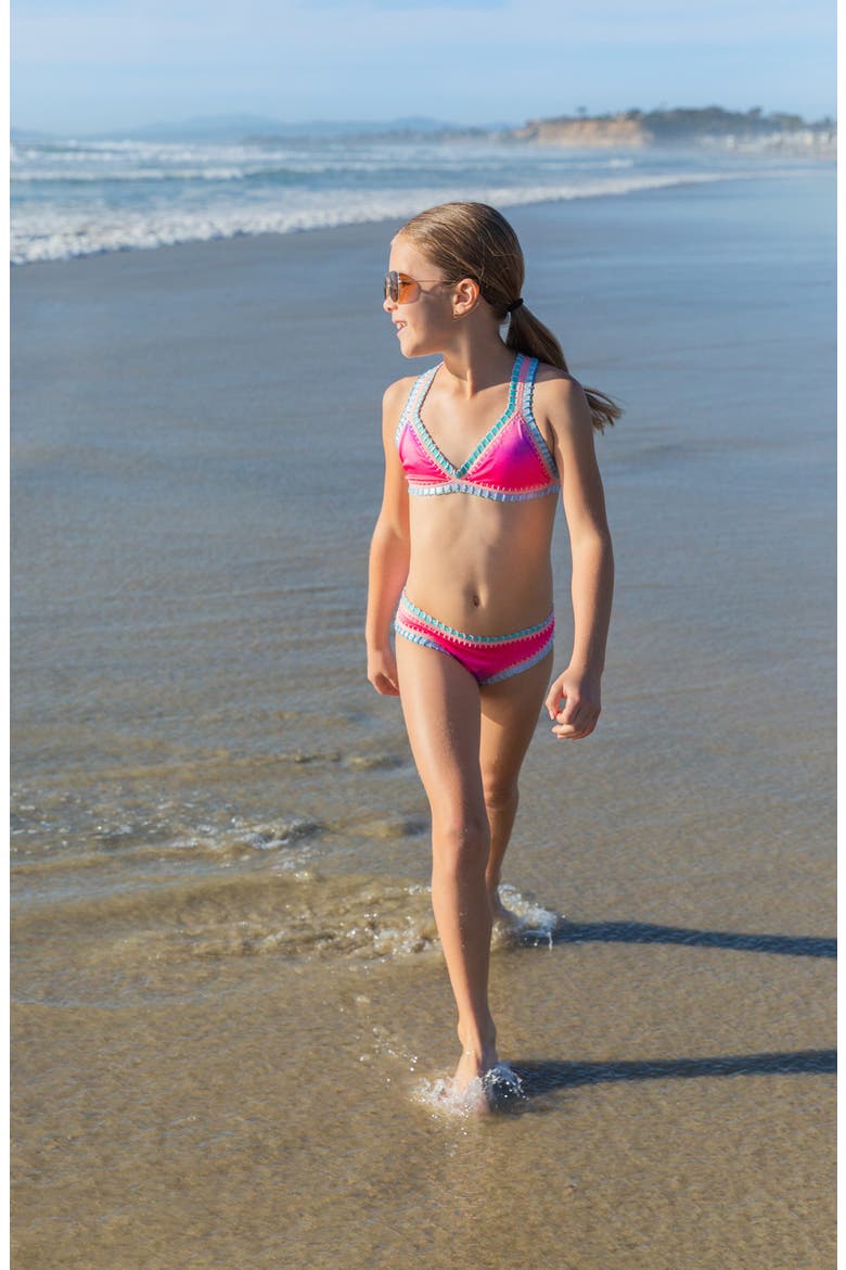 Kids' Rainbow Embroidered Two-Piece Swimsuit, Alternate, color, DREAM