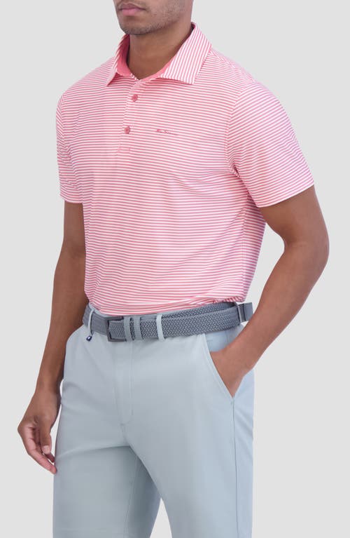 Ben Sherman Stripe Tech Jersey Polo In Pink