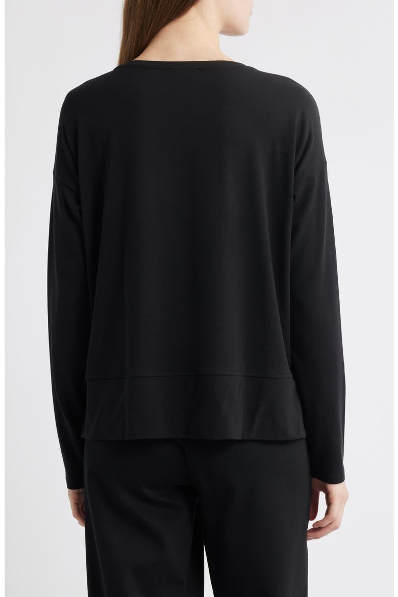 V-Neck Long Sleeve Box T-Shirt, Alternate, color, BLACK