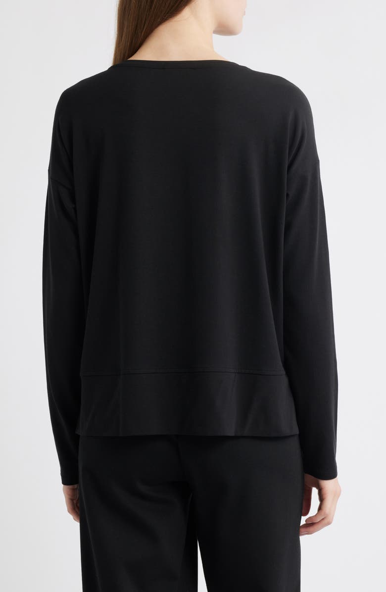 Eileen Fisher V-Neck Long Sleeve Box T-Shirt, Alternate, color, Black