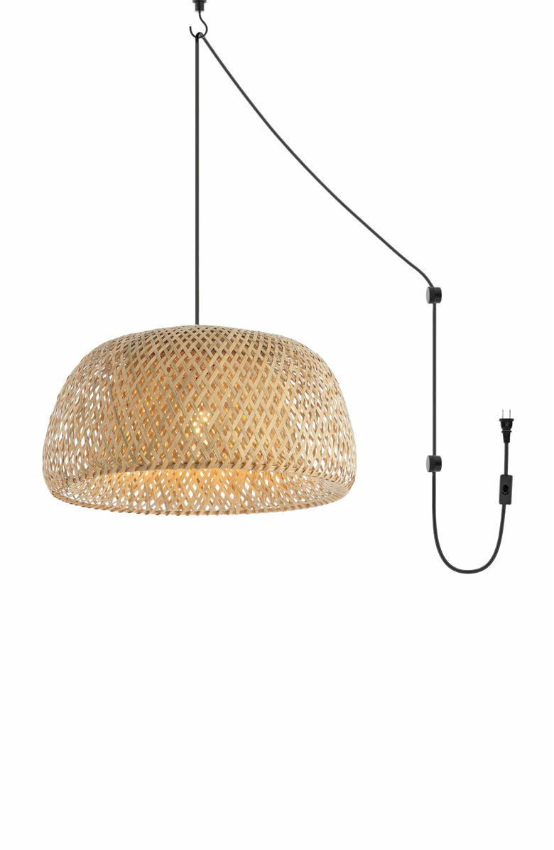 JONATHAN Y Mateo 1-Light Farmhouse Coastal 180" Cord Plug-In or Hardwired LED Pendant, Alternate, color,