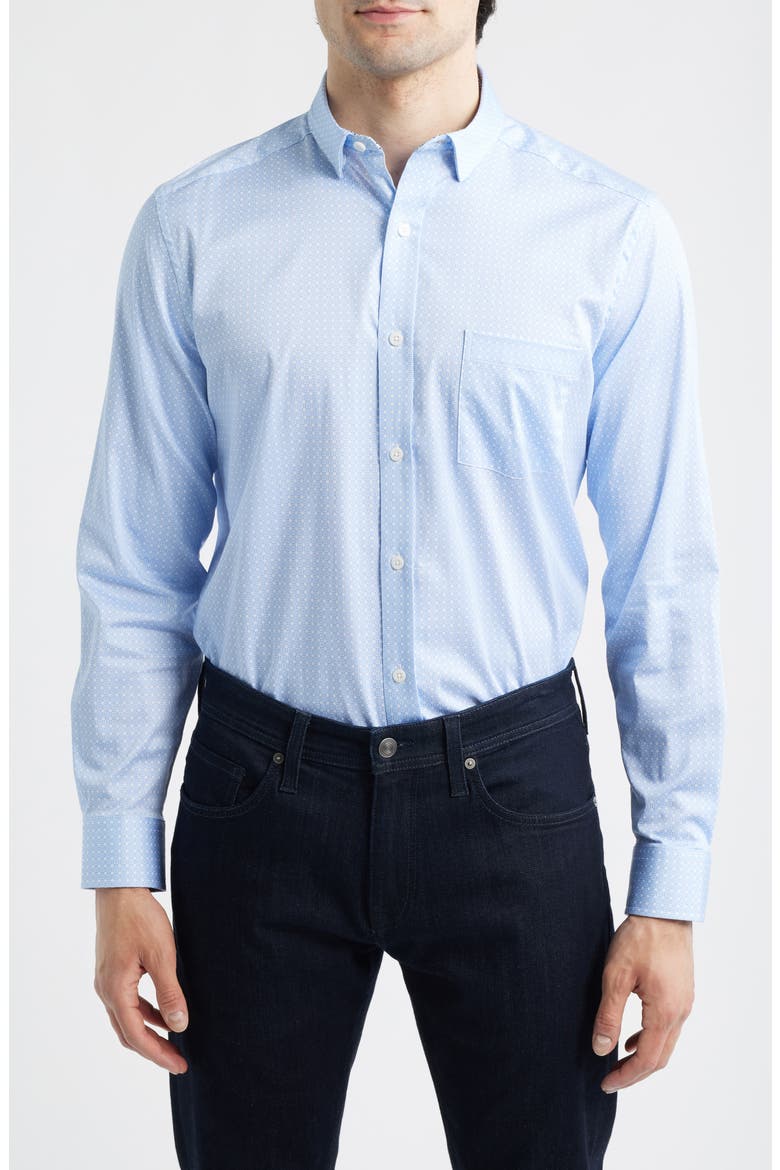Logan Print Button-Up Shirt, Main, color, BLUE LAYERED DIAMOND
