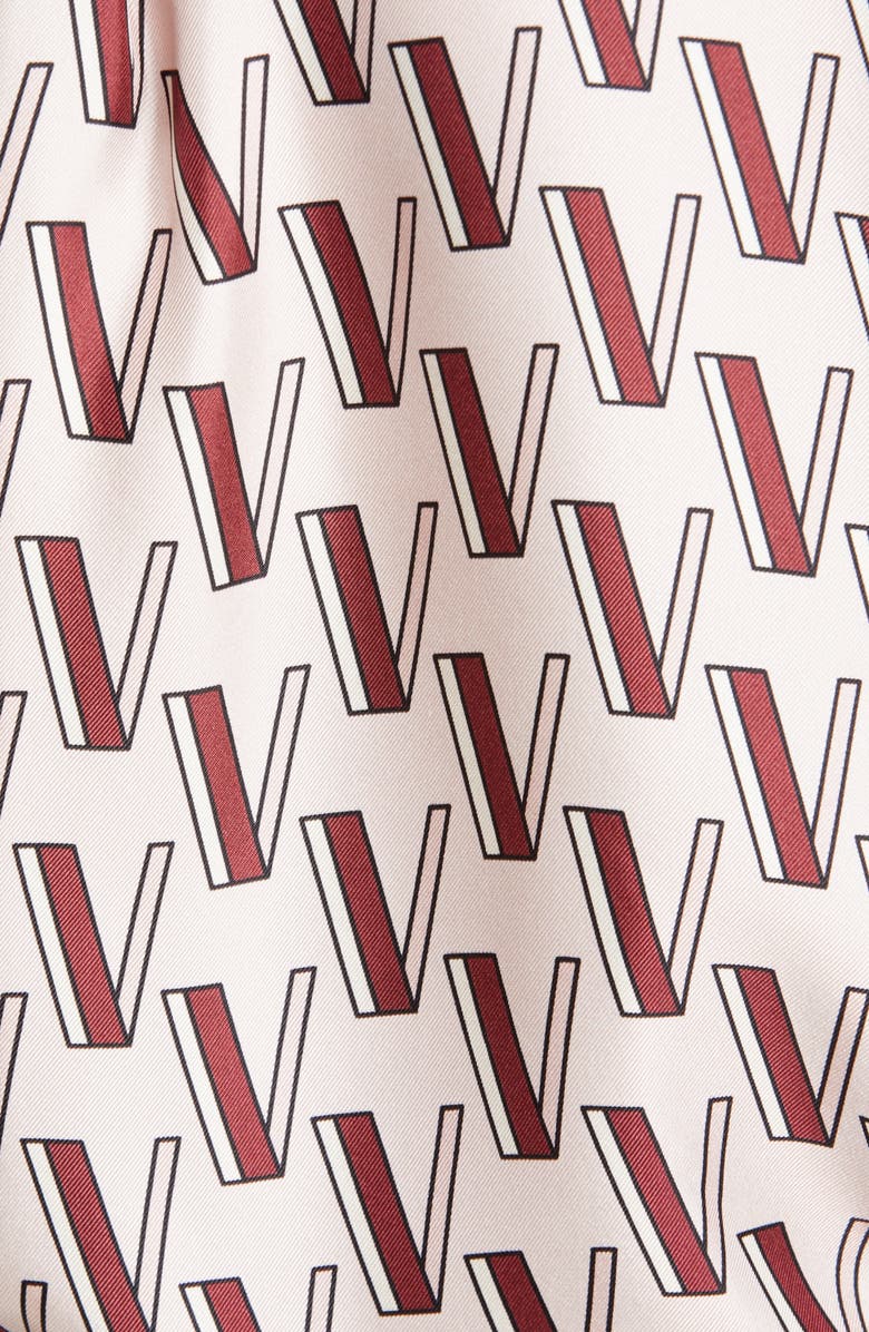 Valentino V-Print Tie Neck Silk Twill Blouse, Alternate, color, 