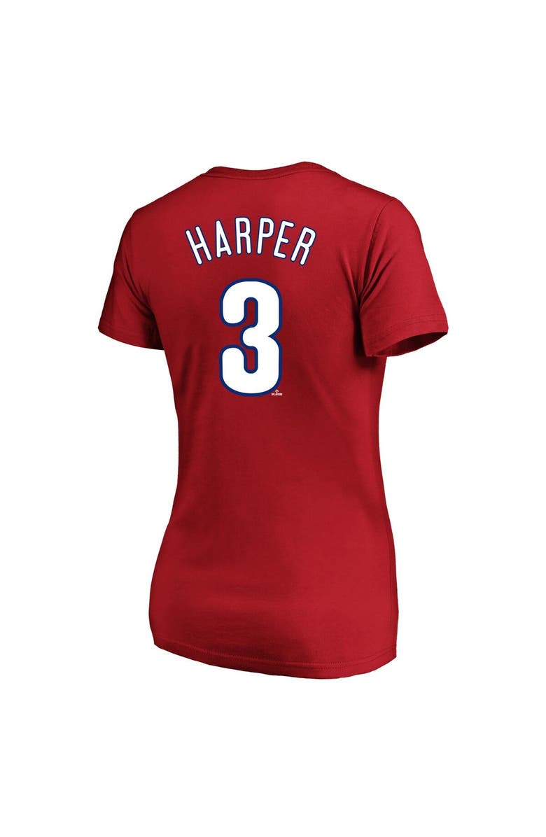 PROFILE Women's Profile Bryce Harper Red Philadelphia Phillies Plus Size Name & Number V-Neck T-Shirt, Alternate, color, Red