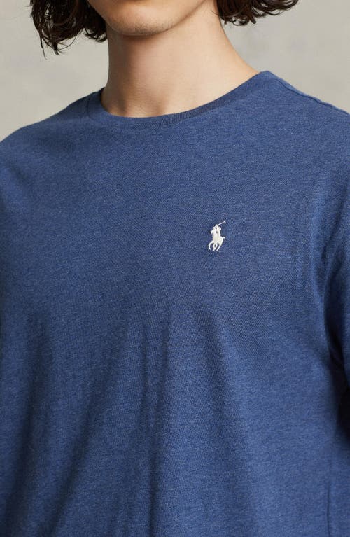 Polo Ralph Lauren Heathered Cotton Crewneck T-shirt In Derby Blue Heather