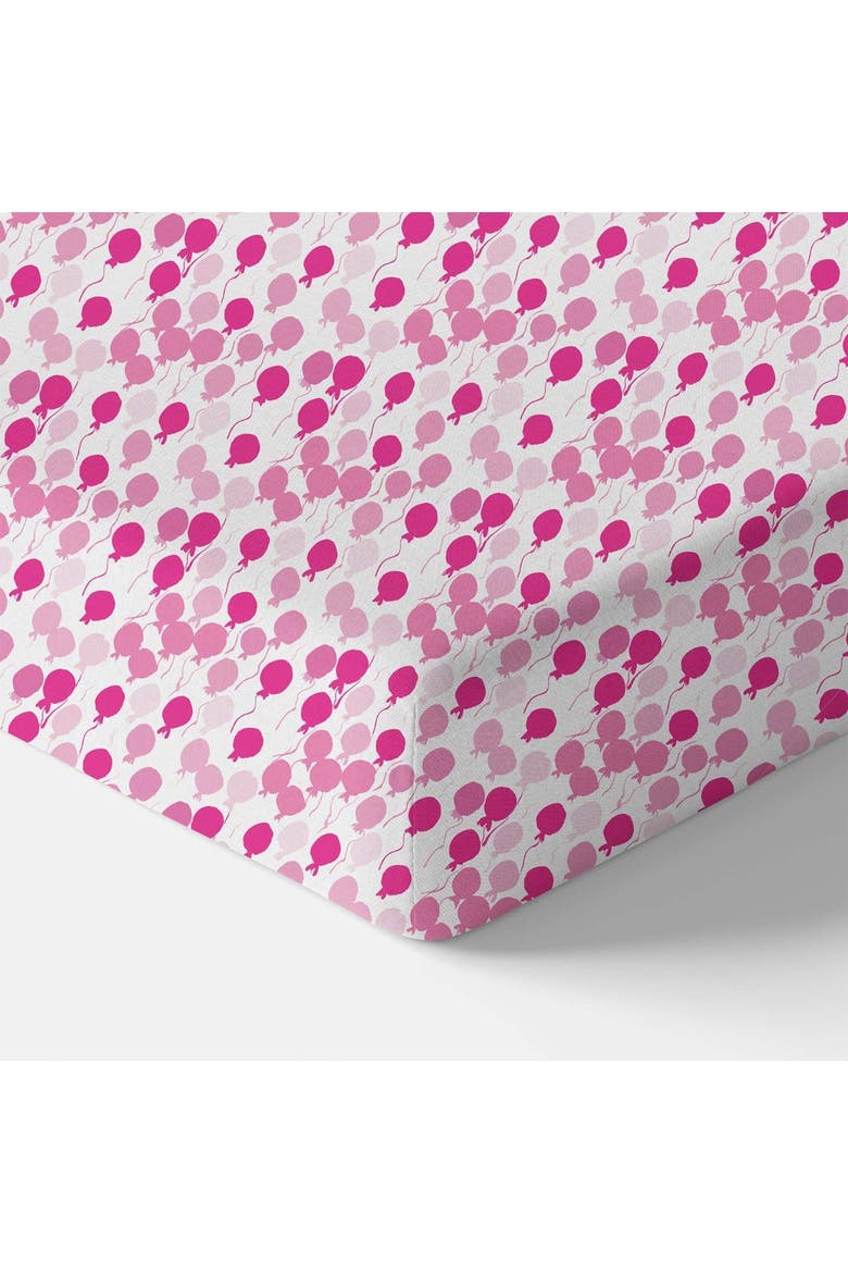 Organic Fitted Crib Sheet, Main, color, Pink Balloons