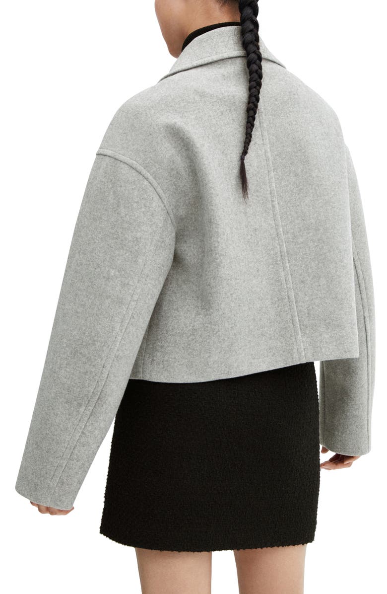 MANGO Oversize Boxy Crop Jacket, Alternate, color, Medium Heather Grey