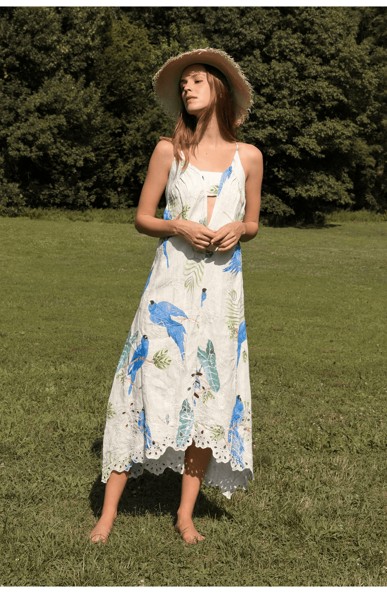 GUADALUPE DESIGN Parrot Dress, Alternate, color, Cream