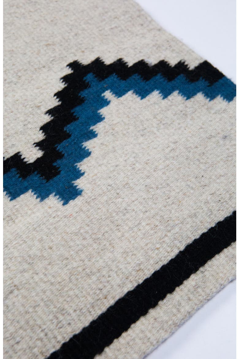 Zapotec Blue and Black Zig Zag Handwoven Flatweave Wool Rug, Alternate, color, Blue