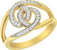 Haus of Brilliance 14K Yellow Gold Plated Silver 1/4 Cttw Diamond Interlocking Loop Open Shank Bypass Ring