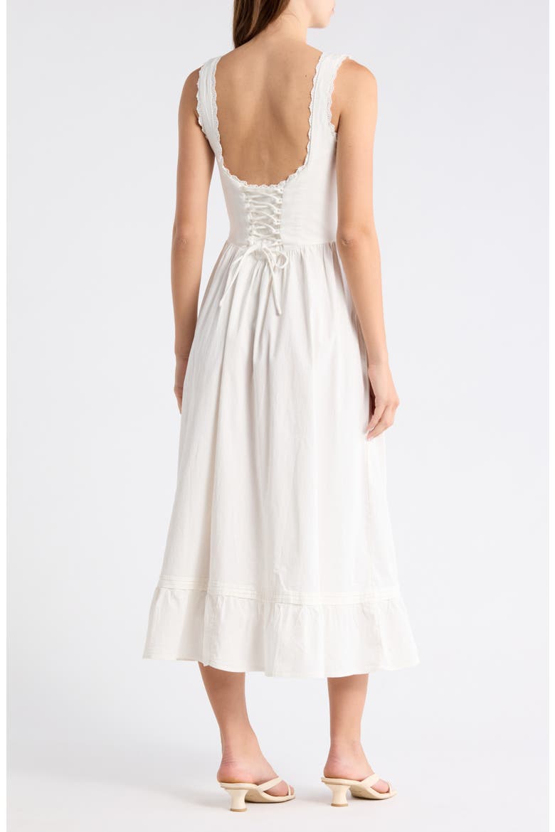 Gabriette Tie Front Lace Trim Maxi Dress, Alternate, color, WHITE