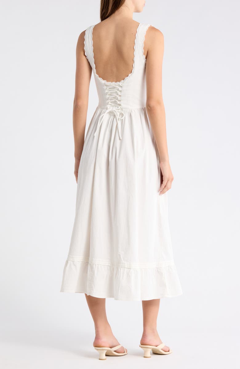 BDG Urban Outfitters Gabriette Tie Front Lace Trim Maxi Dress, Alternate, color, White