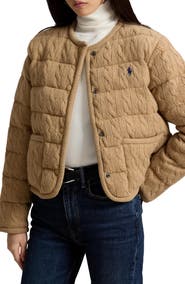 Polo Ralph Lauren Padded Cable Stitch Wool & Cashmere Puffer Jacket