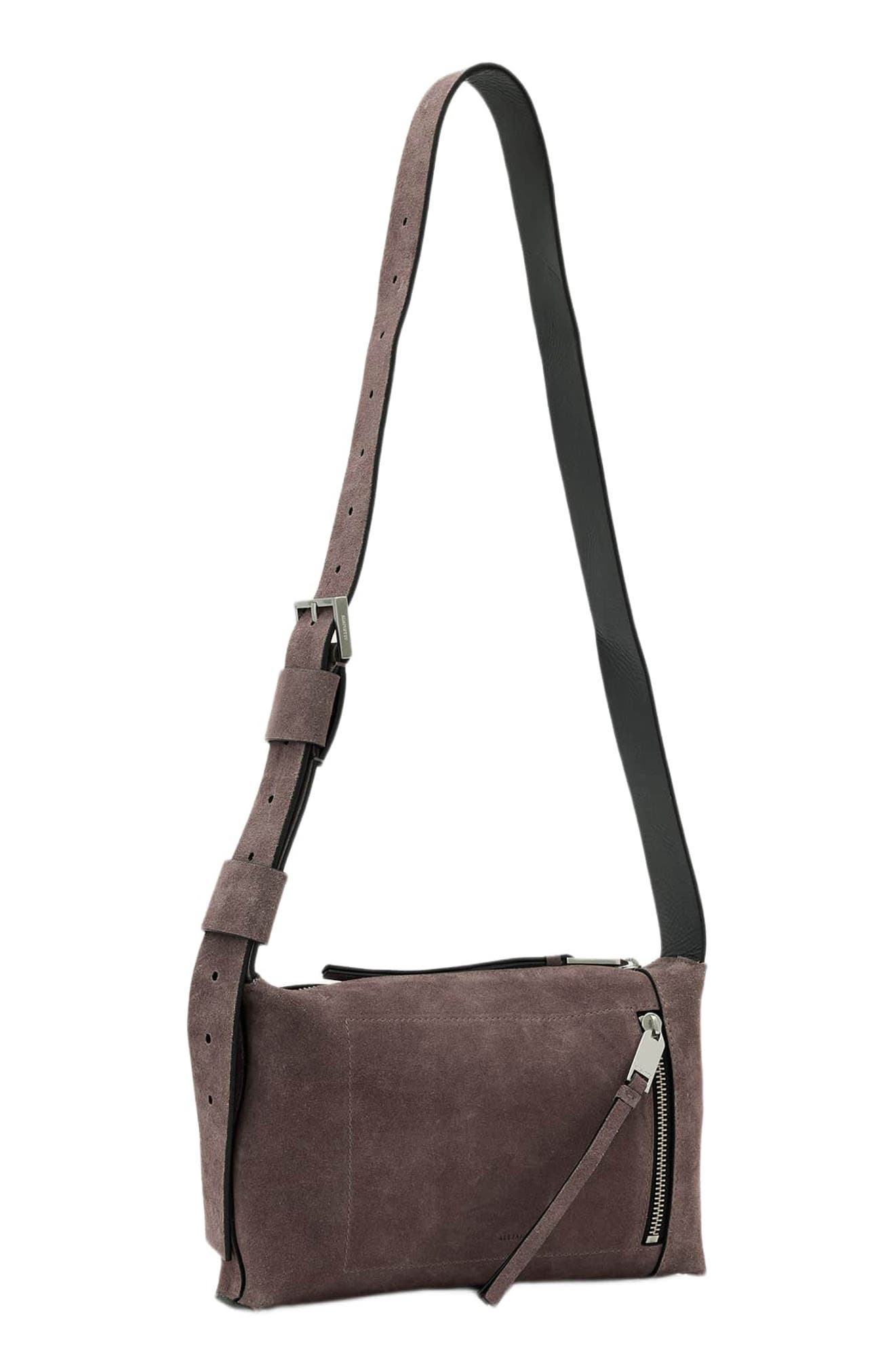 Small Alba Zip Suede Crossbody Bag, Alternate, color, MOCHA BROWN