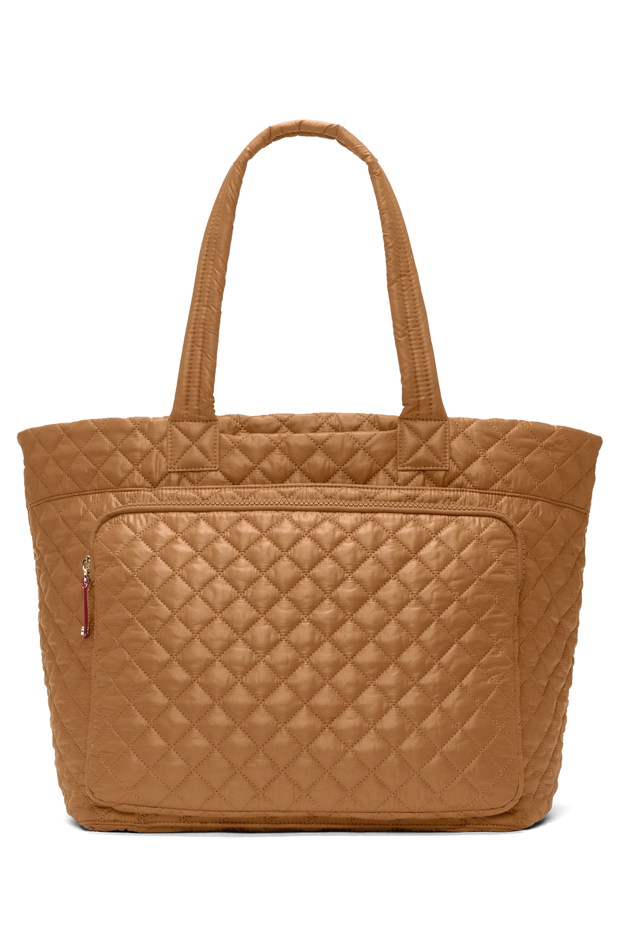 Large Metro Quilted Nylon Travel Tote, Alternate, color, COGNAC