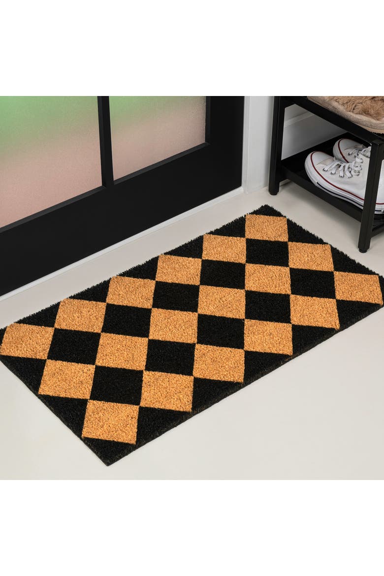 Peater Classic Casual Commerical Natural Coir Indoor/Outdoor Mat, Main, color, Natural Black Geo