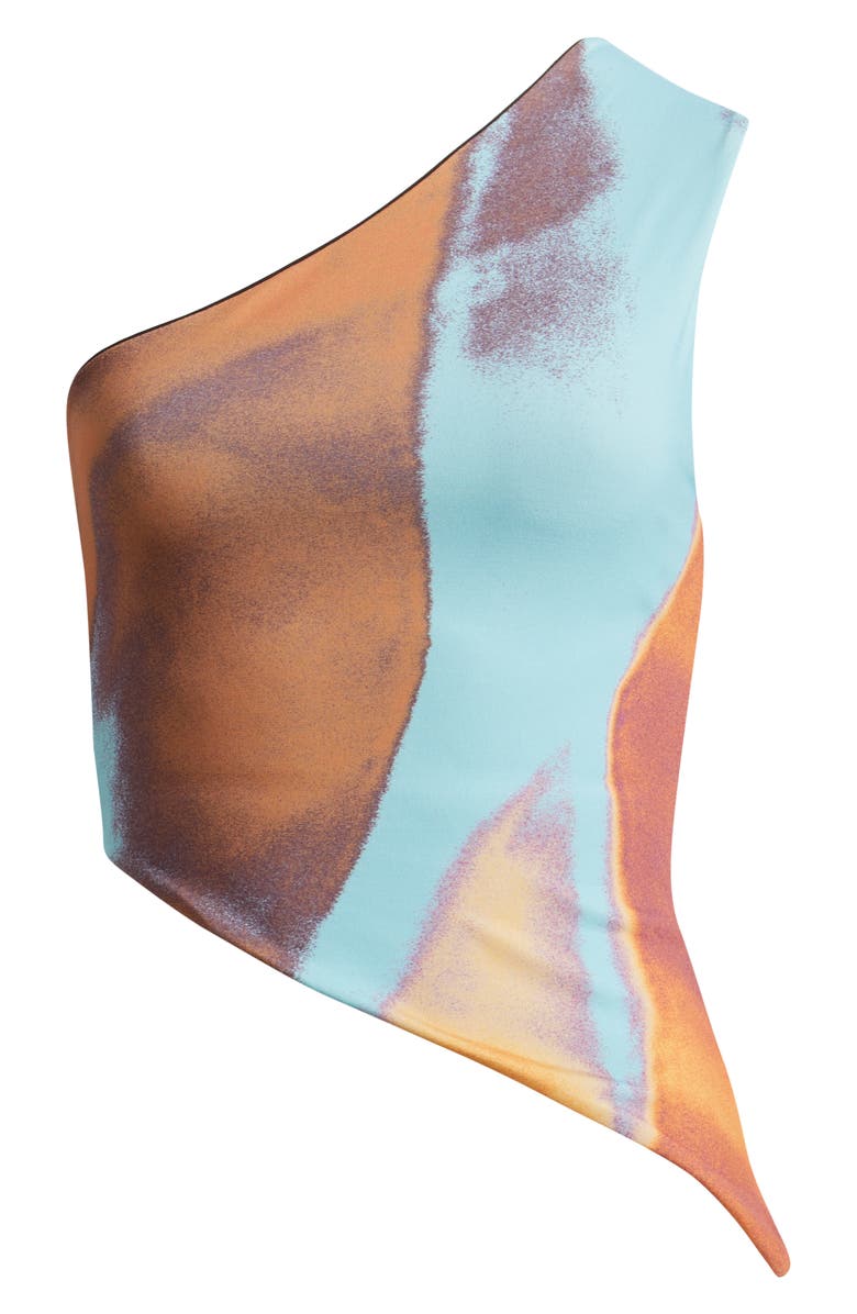 Feners Besos One Shoulder Asymmetric Top, Alternate, color, Turquoise