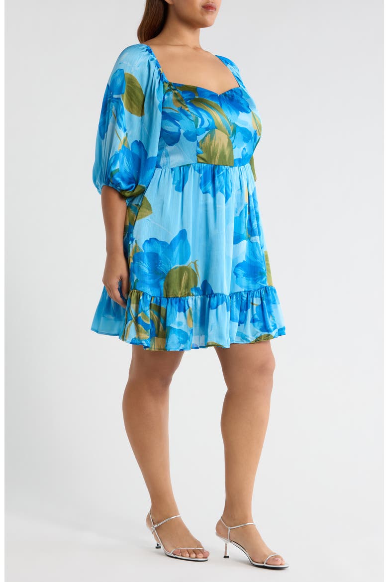 Neiva Floral Evy Sweetheart Minidress, Alternate, color, BLUE-GREEN