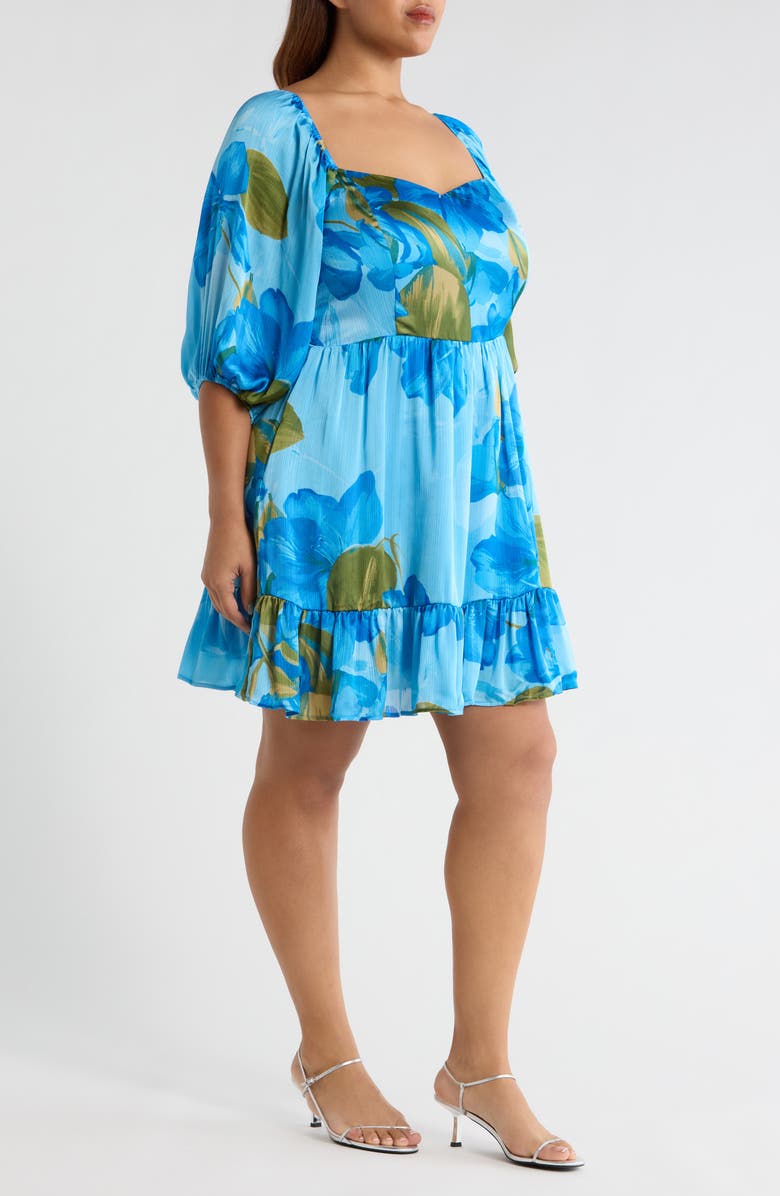 SUGARLIPS Neiva Floral Evy Sweetheart Minidress, Alternate, color, Blue-Green