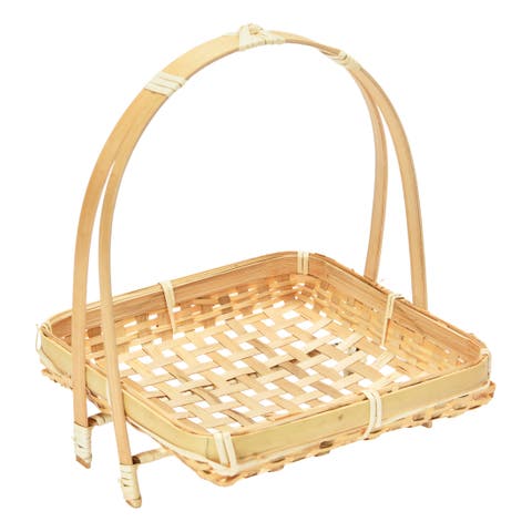 Hand-Woven Stand with Removable Tray