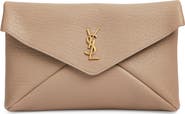 Saint Laurent Large Cassandre Leather Envelope Clutch