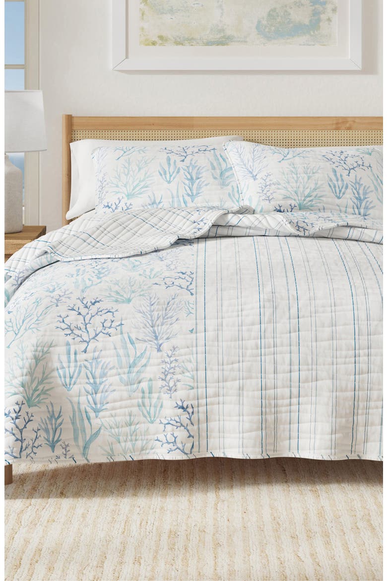 Navy Nautical Quilt Set, Alternate, color, WATERCOLOR CORAL