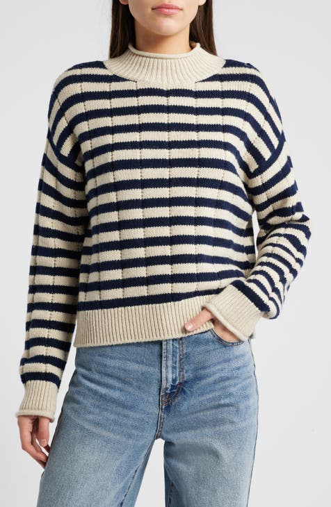 Nordstrom Cashmere cheapest Striped Asymmetrical Sweater