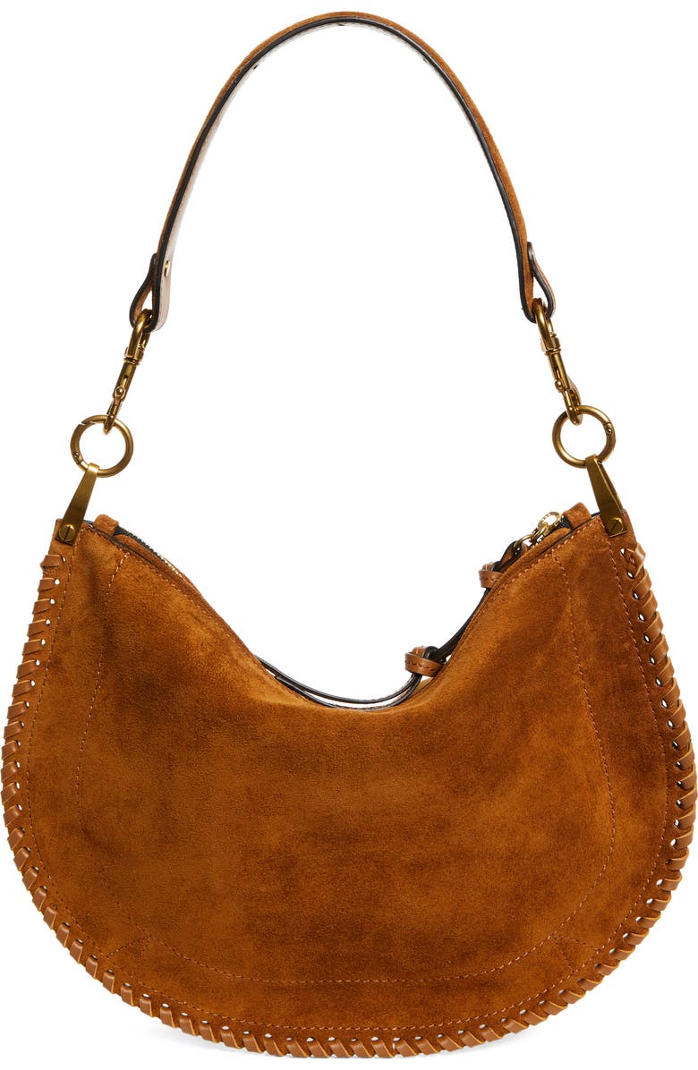 Isabel Marant Oskan Soft Zipped Shoulder Bag, Alternate, color, Cognac
