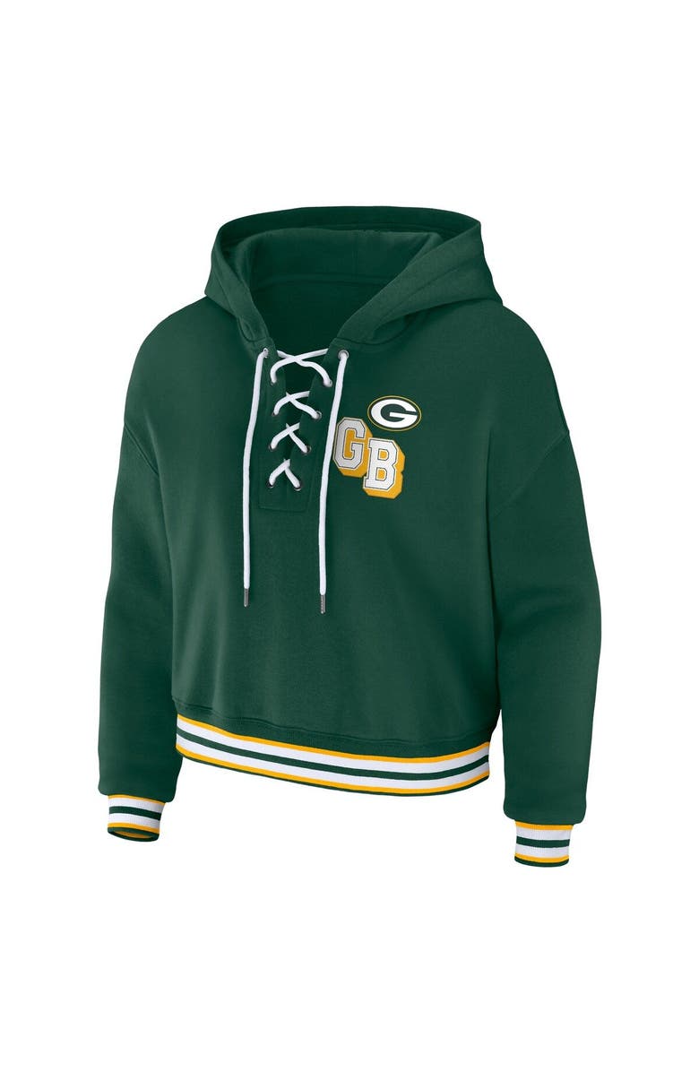 WEAR by Erin Andrews Women's WEAR by Erin Andrews Green Green Bay Packers Lace-Up Pullover Hoodie, Alternate, color, 
